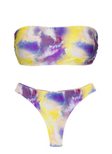 Carica l'immagine nel visualizzatore di Gallery, Product Front: Rio De Sol Ensemble Set Tiedye-Purple Bandeau-Reto Fio
