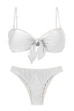 Carica l'immagine nel visualizzatore di Gallery, Product Front: Rio De Sol Ensemble Set Shimmer-White Bandeau-Knot Essential