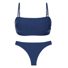 Carica l'immagine nel visualizzatore di Gallery, Product Front: Rio De Sol Ensemble Set Navy Bandeau-Reto Nice-Fio