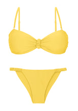 Carica l'immagine nel visualizzatore di Gallery, Product Front: Rio De Sol Ensemble Set Amarelo Bandeau-Crispy Cheeky-Crispy