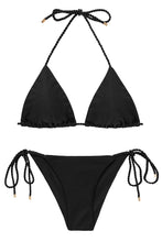 Carica l'immagine nel visualizzatore di Gallery, Product Front: Rio De Sol Ensemble Set Shimmer-Black Tri-Rope Cheeky-Rope