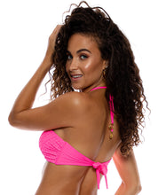 Carica l'immagine nel visualizzatore di Gallery, Model Back: Luli Fama Haut Top Drawstring Diamond Girl Shocking Pink
