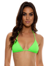 Carica l'immagine nel visualizzatore di Gallery, Model Front: Luli Fama Haut Top Wavy Ruched Que Sera Sera Neon Lime