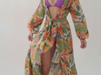 Carica e avvia il video nel visualizzatore di galleria, Video: Rio De Sol Vêtement De Plage Tropical Long Dress Verona