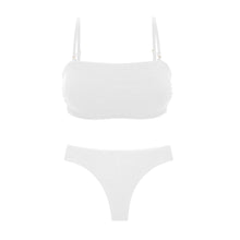 Carica l'immagine nel visualizzatore di Gallery, Product Front: Rio De Sol Ensemble Set Sand-White Bandeau-Reto Nice-Fio