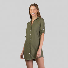 Carica l'immagine nel visualizzatore di Gallery, Image 02: Uv Line Vêtement De Plage Shirtdress Copenhagen Verde Militar Upf50+