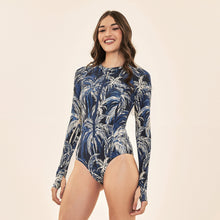 Carica l'immagine nel visualizzatore di Gallery, Image 02: Uv Line Une Pièce Swimsuit Macae Coconut Palms Navy Blue Upf50+
