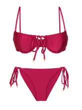 Carica l'immagine nel visualizzatore di Gallery, Product Front: Rio De Sol Ensemble Set Shimmer-Desejo Balconet-Tie Cheeky-Tie-Gold
