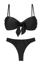 Carica l'immagine nel visualizzatore di Gallery, Product Front: Rio De Sol Ensemble Set Shimmer-Black Bandeau-No Nice-Fio
