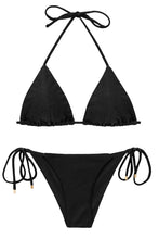 Carica l'immagine nel visualizzatore di Gallery, Product Front: Rio De Sol Ensemble Set Shimmer-Black Tri-Inv Cheeky-Tie
