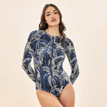 Carica l'immagine nel visualizzatore di Gallery, Image 04: Uv Line Une Pièce Swimsuit Macae Coconut Palms Navy Blue Upf50+
