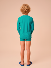 Carica l'immagine nel visualizzatore di Gallery, Model Back: Uv Line T-Shirt Longsleeve Uvpro Kids Green Sea Upf50+
