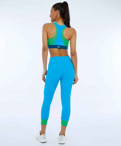 Top Blackout Decote Alto Recortes Azul Vivid