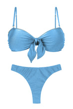 Carica l'immagine nel visualizzatore di Gallery, Product Front: Rio De Sol Ensemble Set Shimmer-Baltic-Sea Bandeau-Knot Nice-Fio
