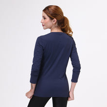 Carica l'immagine nel visualizzatore di Gallery, Model Back: Uv Line Fitness Haut Sport Fit Fem Ml Marinho Upf50+
