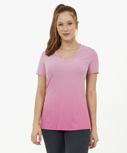 Carica l&#39;immagine nel visualizzatore di Gallery, Model Front: Alto Giro Fitness Haut T-Shirt Skin Fit Degrade Rosa Mauve

