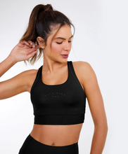 Carica l&#39;immagine nel visualizzatore di Gallery, Model Front: Alto Giro Fitness Haut Top Hyper Nadador Com Frisos Preto
