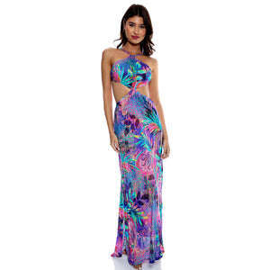 Cut Out Long Dress Multicolor