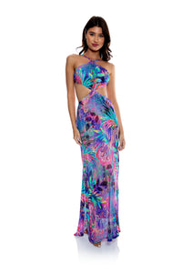 Cut Out Long Dress Multicolor