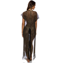 Carica l&#39;immagine nel visualizzatore di Gallery, Gallery: Luli Fama Vêtement De Plage Long Caftan Siren Dream Black Gold
