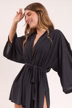 Carica l&#39;immagine nel visualizzatore di Gallery, Image 05: Rio De Sol Robe De Plage Black Kimono
