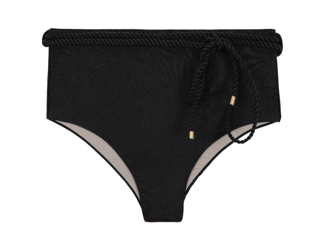 Product Front: Rio De Sol Bas Bottom Shimmer-Black Belted-High-Waist