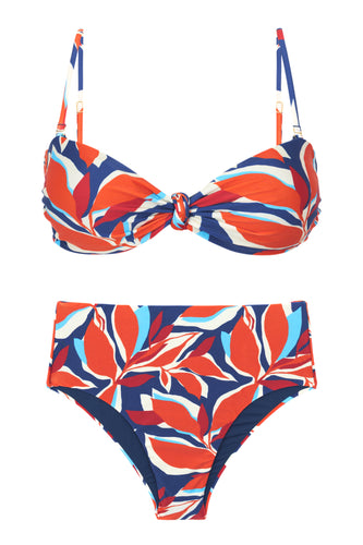 Product Front: Rio De Sol Ensemble Set Leaves Bandeau-Joy Hotpants