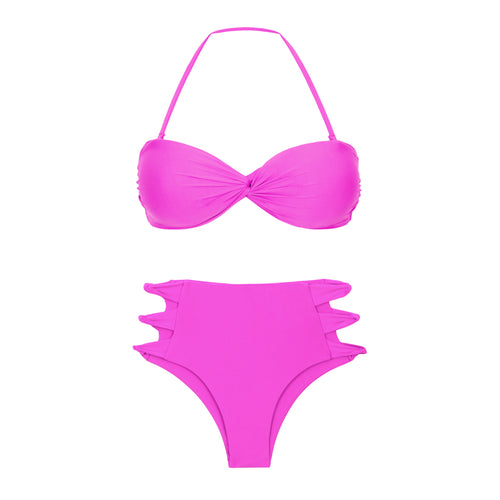 Product Front: Rio De Sol Ensemble Set Vita-Pink Twist Highwaist-Spin