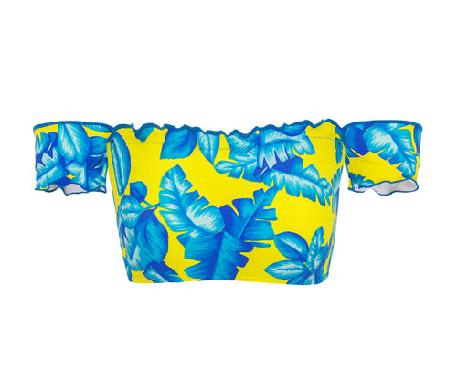 Product Front: Rio De Sol Haut Top Palmeira Azul Off Shoulder