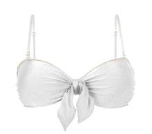 Carica l&#39;immagine nel visualizzatore di Gallery, Product Front: Rio De Sol Haut Top Shimmer-White Bandeau-Knot
