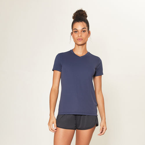 Model Front: Uv Line Fitness Haut Sport Fit Fem Marinho Upf50+