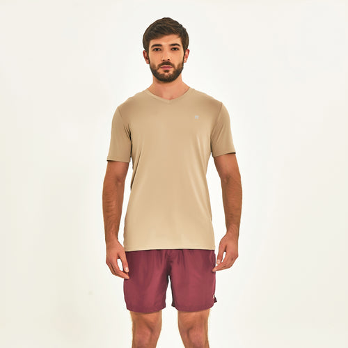 Model Front: Uv Line Fitness Haut T-Shirt Sport Fit Areia Upf50+
